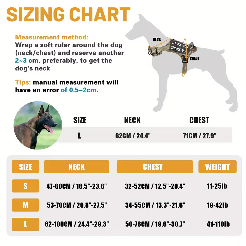 Tactical No-Pull Dog Harness — Handle, Reflective & Service Vest